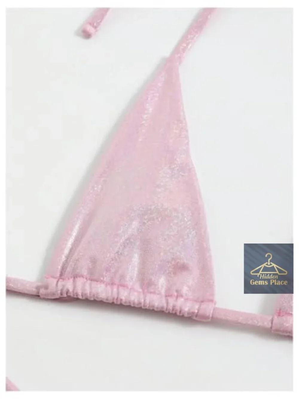 Women's Metallic Halter Triangle Thong Bikini Set